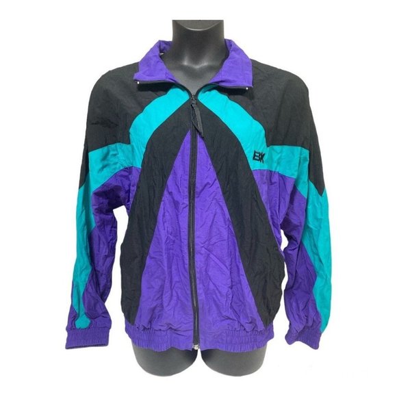 Vintage British Knights Teal Purple and Black Windbreaker Jacket Size XL Hip Hop - Picture 1 of 3